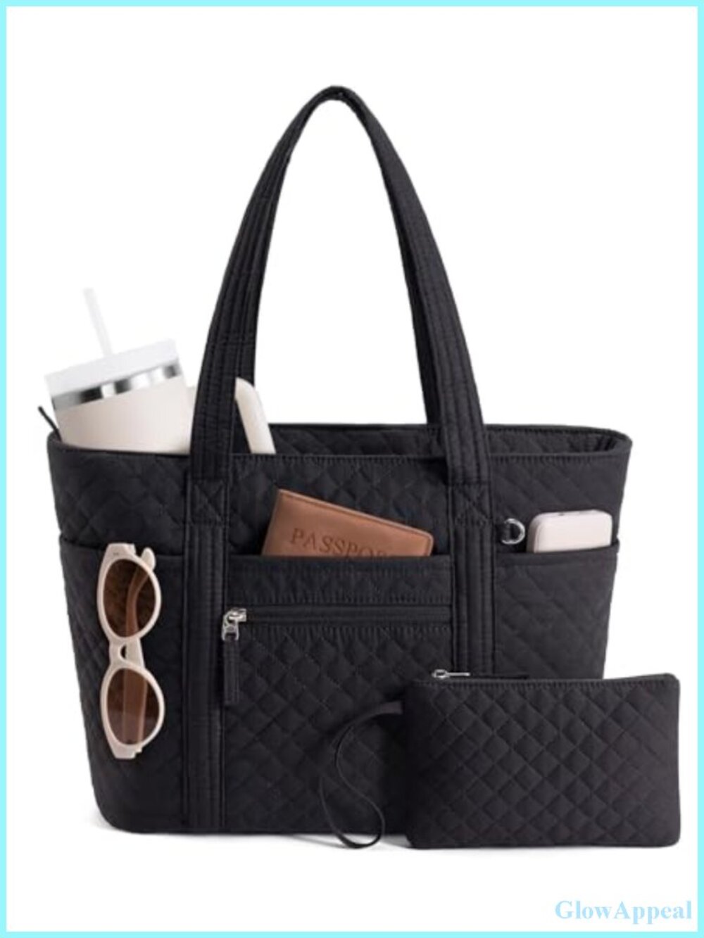 Quilted Cotton Puffer Tote Bag for Women with Laptop Sleeve, Work Travel Nurse